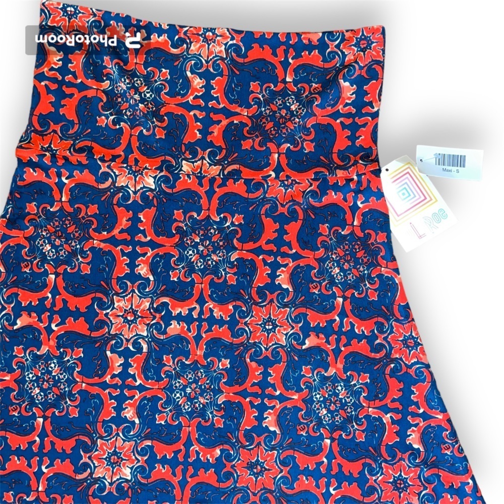 LulaRoe MAXI Dress/ Skirt Small Blue and Red Design Floor Length - Picture 2 of 4